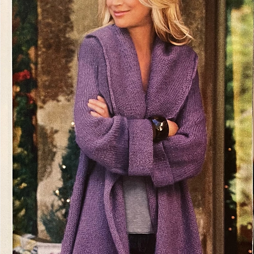 Soft Surroundings Dusty Lavender Open-Front Long Cardigan